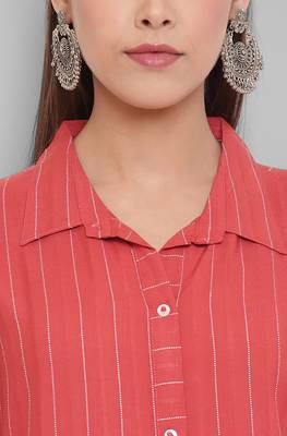 Janasya Orange woven rayon ethnic kurtis 5