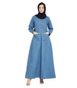 Blue plain denim abaya