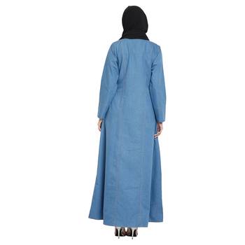 Blue plain denim abaya 5