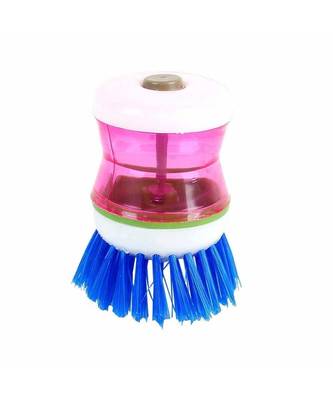 Plastic Wash Basin Brush Cleaner with Liquid Soap Dispenser (Multicolour) 1