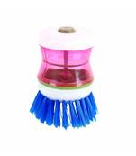 Plastic Wash Basin Brush Cleaner with Liquid Soap Dispenser (Multicolour)