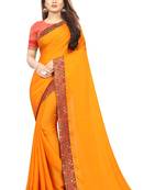 Mustar Vichitra Silk Bollywood Saree With Jacquard Blouse Piece.