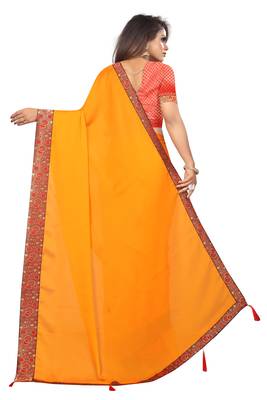 Mustar Vichitra Silk Bollywood Saree With Jacquard Blouse Piece. 2