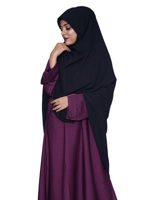 Women's salafi/maftha/hijab/makhna/prayer hijab Black-XL 2