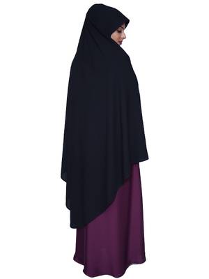 Women's salafi/maftha/hijab/makhna/prayer hijab Black-XL 3
