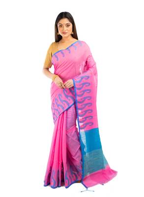 Bunkaari India Women Cotton Blend Jamdani Jacquard saree 1