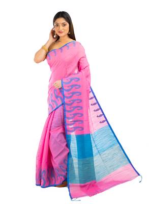 Bunkaari India Women Cotton Blend Jamdani Jacquard saree 3
