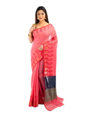 Bunkaari India Women Cotton Blend Jamdani Jacquard saree 1