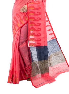 Bunkaari India Women Cotton Blend Jamdani Jacquard saree 2