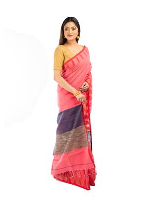 Bunkaari India Women Cotton Blend Jamdani Jacquard saree 4