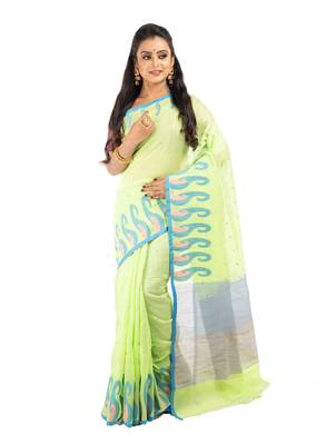 Bunkaari India Women Cotton Blend Jamdani Jacquard saree 1
