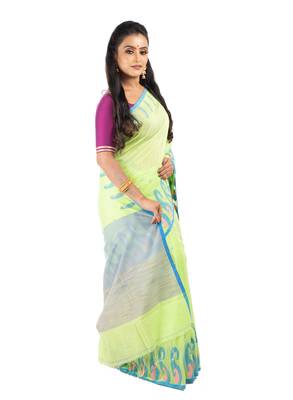 Bunkaari India Women Cotton Blend Jamdani Jacquard saree 4