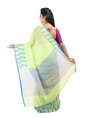 Bunkaari India Women Cotton Blend Jamdani Jacquard saree 5