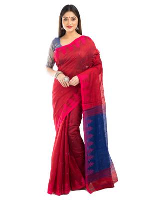 Bunkaari India Women Cotton Blend Jamdani Jacquard saree 1