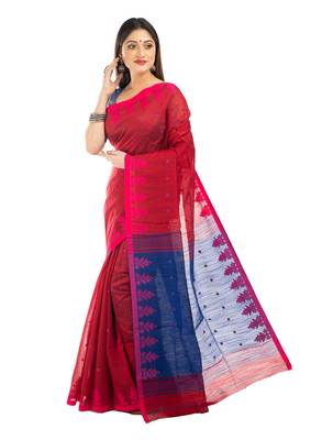 Bunkaari India Women Cotton Blend Jamdani Jacquard saree 3