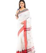 Bunkaari India Women Cotton Blend Jamdani Thread work saree