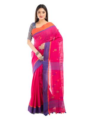 Bunkaari India Women Cotton Blend Jamdani Thread work saree 1