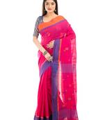 Bunkaari India Women Cotton Blend Jamdani Thread work saree