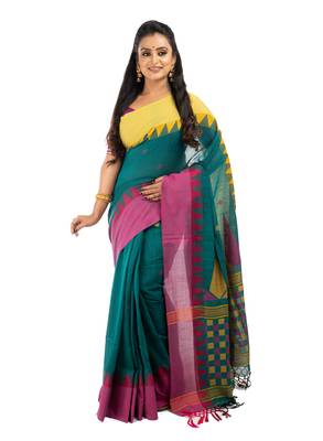 Bunkaari India Women Cotton Blend Jamdani Jacquard saree 1