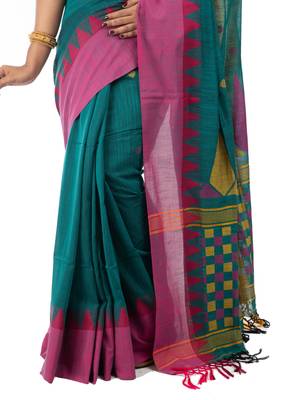 Bunkaari India Women Cotton Blend Jamdani Jacquard saree 2