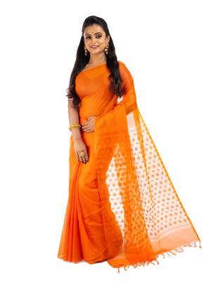 Bunkaari India Women Organza Bhagalpuri Solid saree 3
