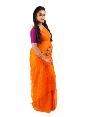Bunkaari India Women Organza Bhagalpuri Solid saree 4