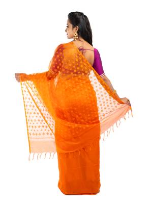 Bunkaari India Women Organza Bhagalpuri Solid saree 5