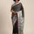 Black & Silver-Toned Silk Blend Striped Banarasi Saree