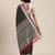Black & Silver-Toned Silk Blend Striped Banarasi Saree