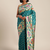 Teal Green & Gold-Toned Silk Blend Woven Design Banarasi Saree