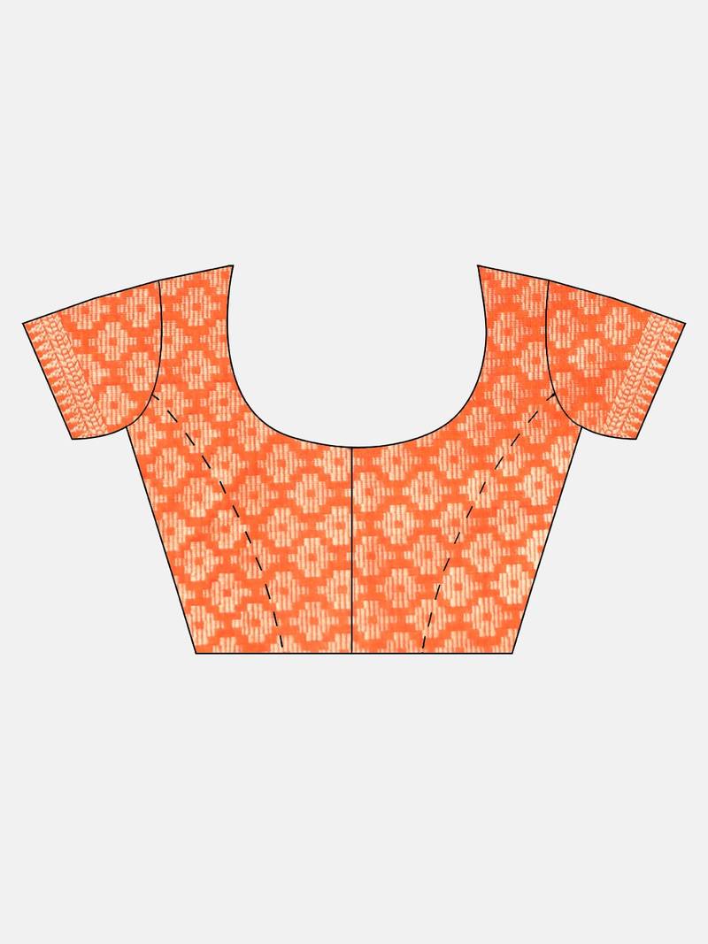 Red & Orange Silk Blend Woven Design Patola Saree