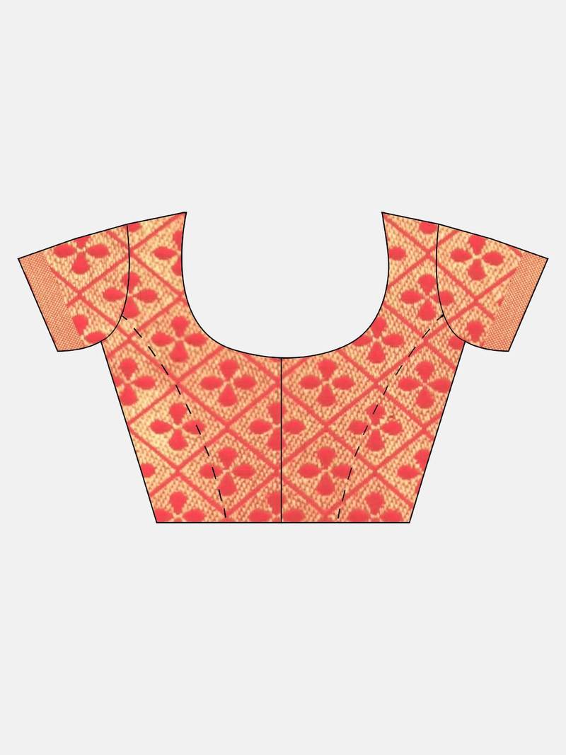 Yellow & Red Silk Blend Woven Design Patola Saree