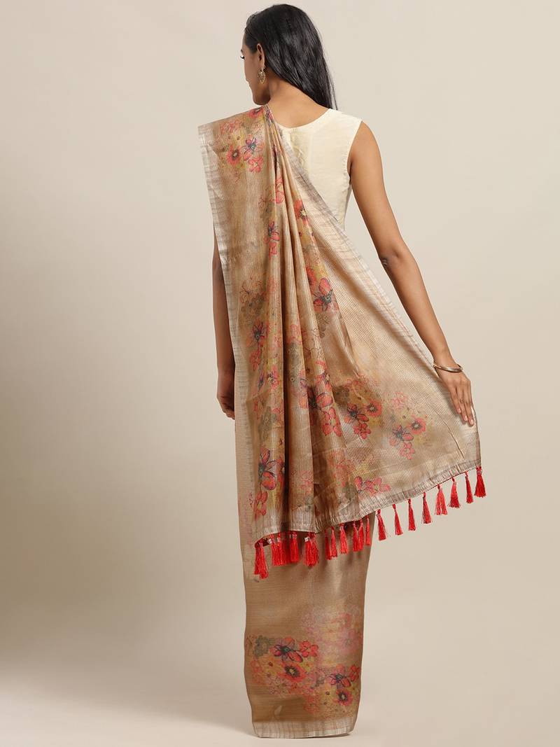 Multicoloured Art Silk Floral Printed Maheshwari Saree