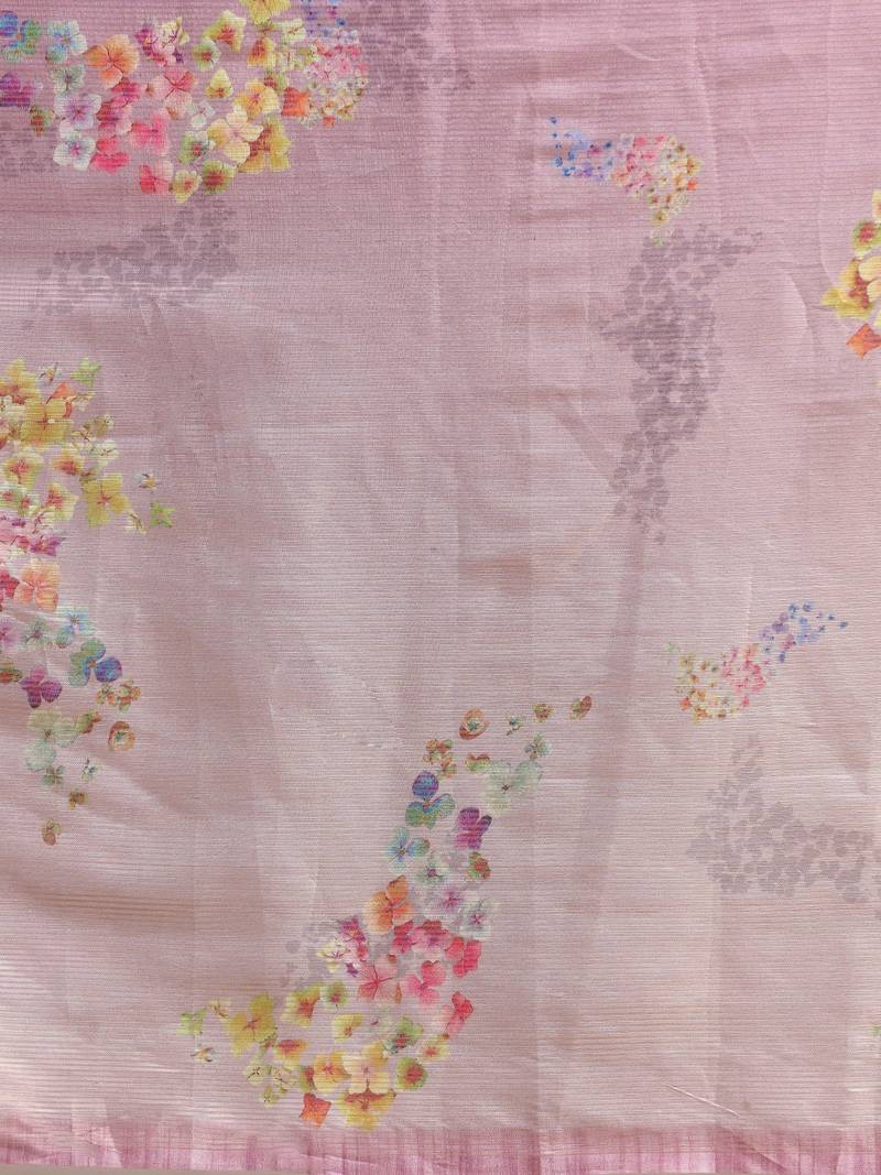 Lavender & Pink Art Silk Printed Maheshwari Saree