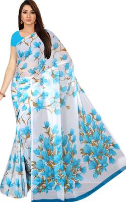 Chitrakshi Chiffon printed light weight saree with blouse piece (blue) 1