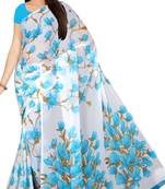 Chitrakshi Chiffon printed light weight saree with blouse piece (blue)
