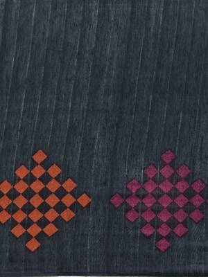 Black & Pink Linen Blend Woven Design Saree 3