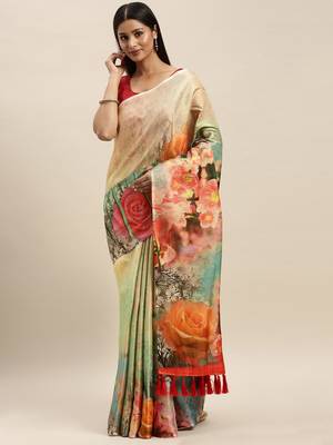 Multicoloured Art Silk Printed Maheshwari Saree 1