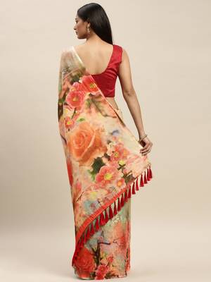 Multicoloured Art Silk Printed Maheshwari Saree 2