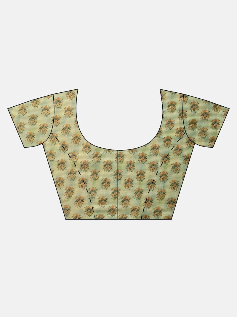 Cream-Coloured Art Silk Printed Maheshwari Saree