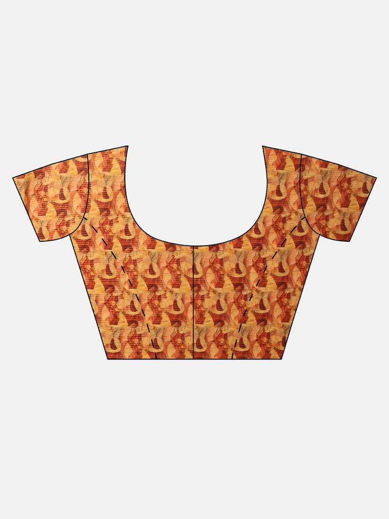 Camel Brown Art Silk Printed Maheshwari Saree