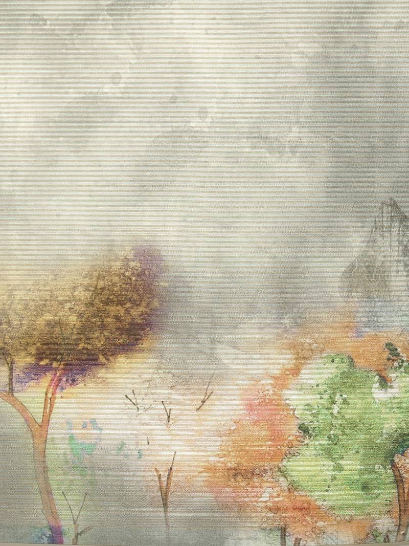 Orange & Beige Art Silk Printed Maheshwari Saree