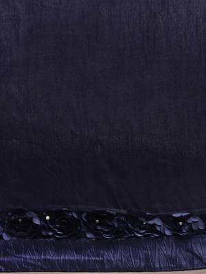 Navy Blue Embellished Poly Georgette Saree 3