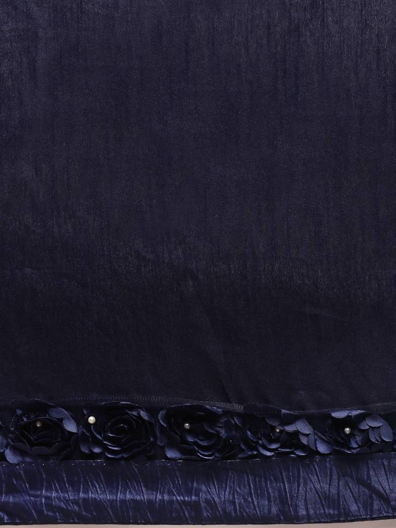Navy Blue Embellished Poly Georgette Saree
