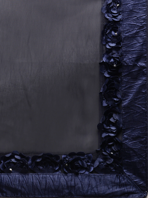 Navy Blue Embellished Poly Georgette Saree 4