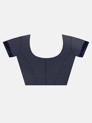 Navy Blue Embellished Poly Georgette Saree 5