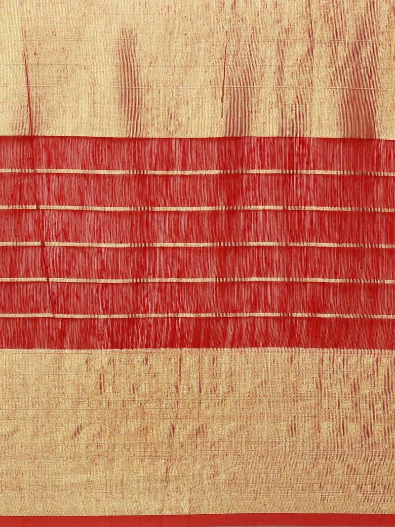 Orange & Red Supernet Checked Kota Saree