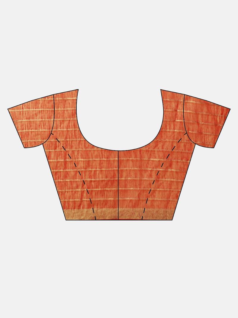 Orange & Red Supernet Checked Kota Saree