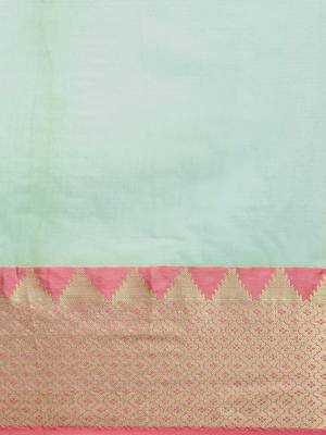 Sea Green & Pink Supernet Solid Kota Saree 3