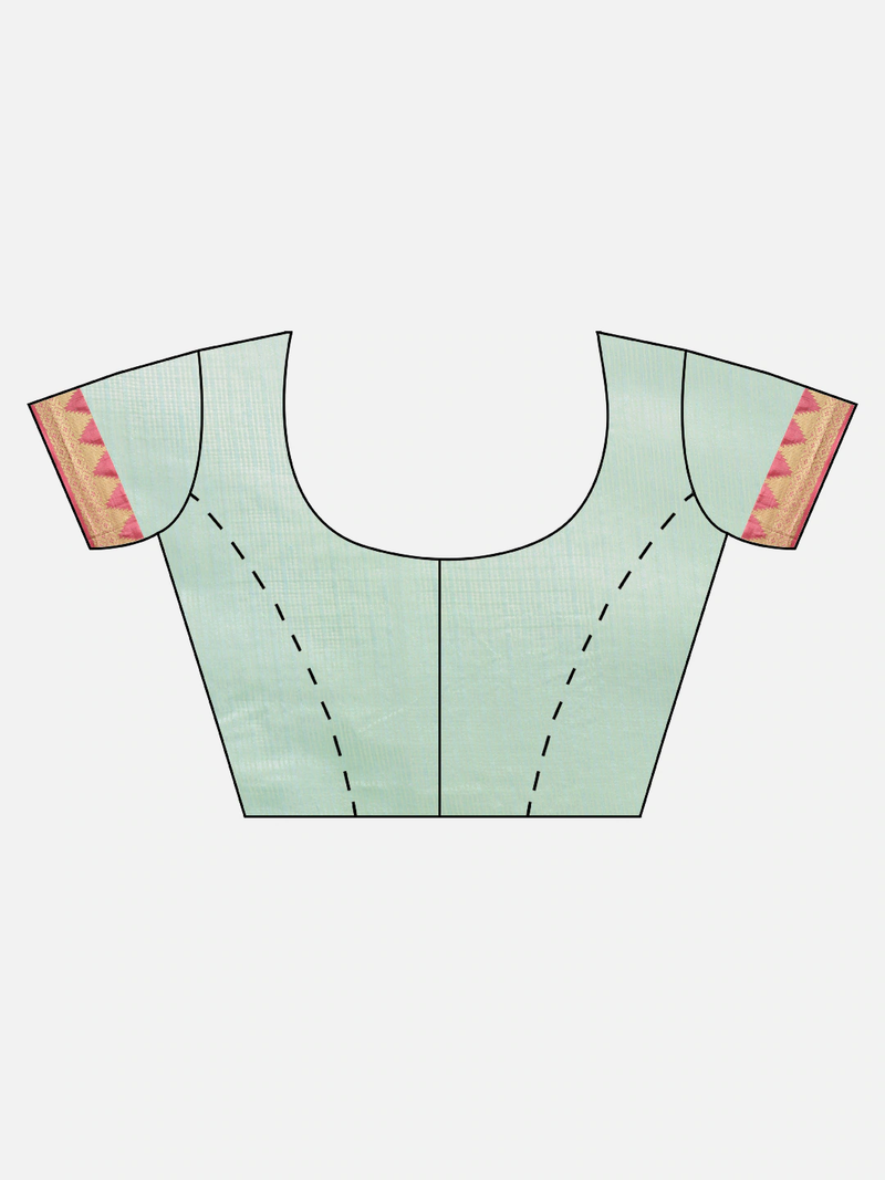 Sea Green & Pink Supernet Solid Kota Saree